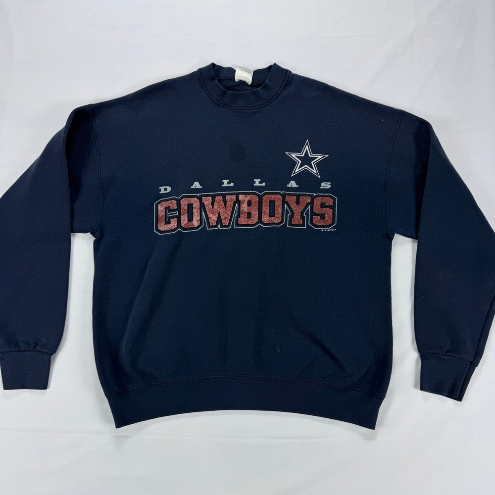 VTG Dallas Cowboys Crewneck Sweatshirt‎ Navy NFL 1997 Logo Fan Apparel Mens XL